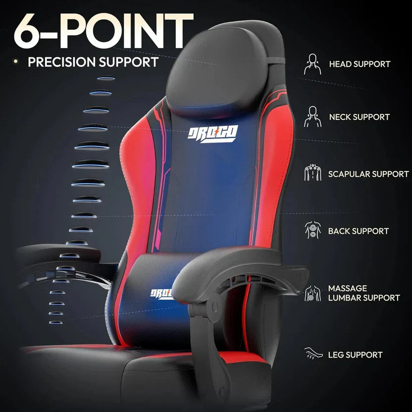 DROGO Ergonomic Gaming Chair, High Back Computer Chair with PU Leather, Linkage Arm Rest, Adjustable Height, Head & Lumbar Support Pillow | Home & Office Chair with Footrest & Recline (Onyx Red) - Digital Download