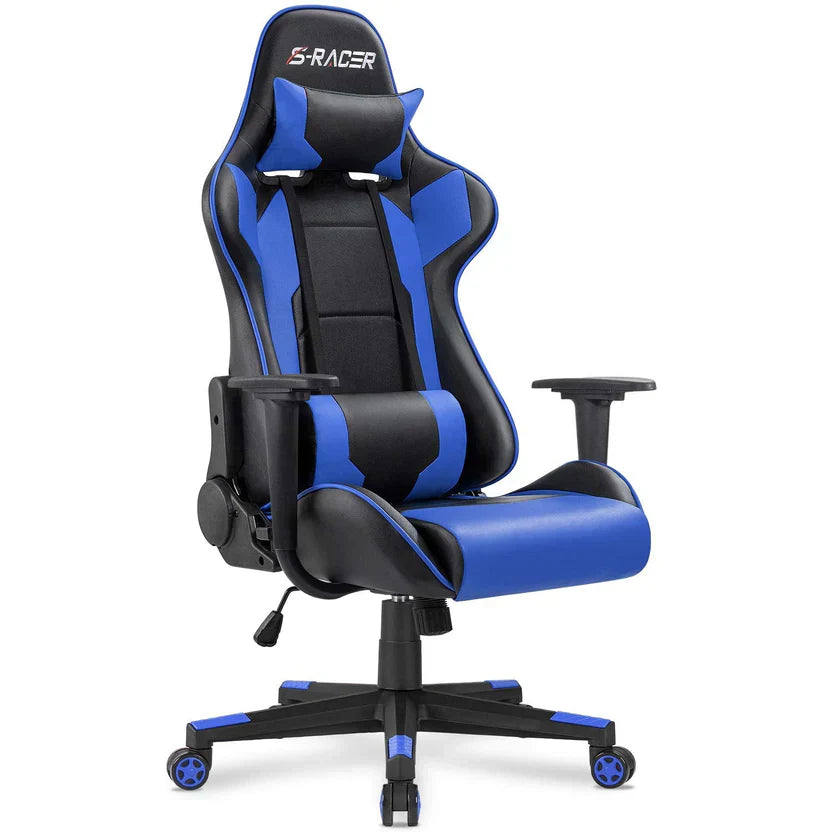 Homall Gaming Chair Office Chair High Back Computer Chair PU Leather Desk Chair PC Racing Executive Ergonomic Adjustable Swivel Task Chair with Headrest and Lumbar Support (Blue) - Digital Download