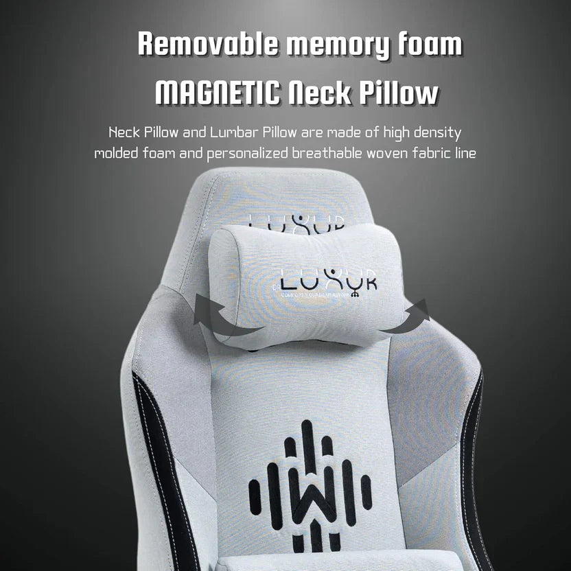 Dr luxur Weavemonster Ergonomic Gaming Chair for Office Work at Home with Breathable Honeycombed Fabric, Magnetic Neck & Lumbar Pillow, Footrest, 4-D Armrest with 180 Degree Recline (Grey) - Digital Download